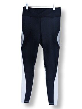 ALALA Captain Ankle Tight Color Block Black White Silver Yoga Leggings Sz M EUC